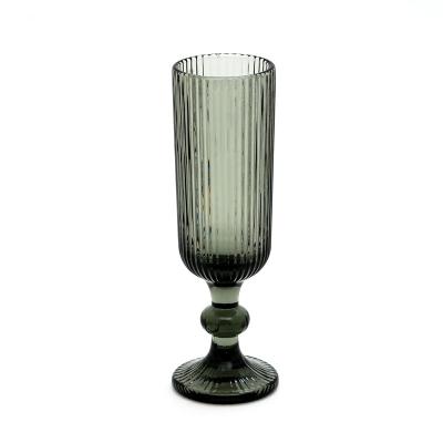 China Pressing Product Embossed Machine Pressed Vintage Goblets Colored Champagne Glass for sale