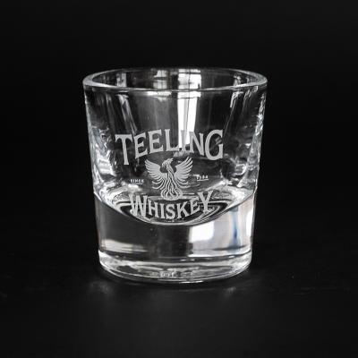 China Product Customized Logo Decal Round Drinkware Whiskey Glass Design Thick Premium Whiskey Glass Pressing for sale