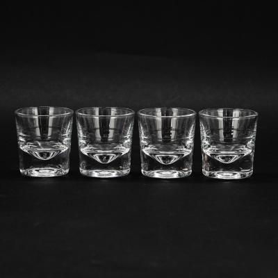 China Hot Selling Product Heavy Base Drinking Whiskey Pressing Toasting Jagermeister Bar Glass Cocktail Shot Glasses for sale