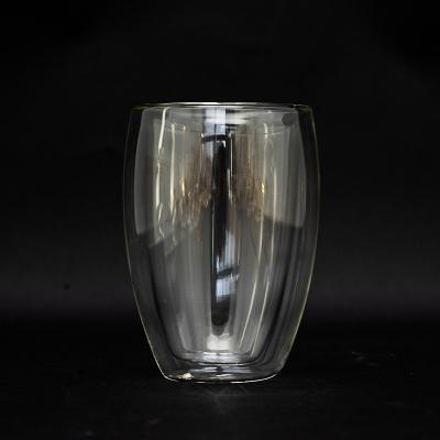 China Double Blown Wall Borosilicate Product 350ml Glass Cup for sale