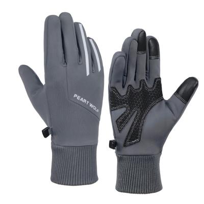 China Sports Car Reflective Waterproof Running Winter Twill Touch Screen Night Touch Screen Bicycle Windproof Gloves for sale