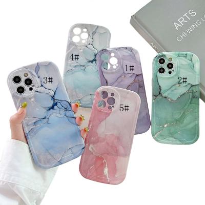 China Marble Watercolor Lens Protection Soft IMD Case For iPhone 13 Max for sale