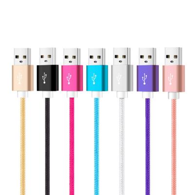 China 2.1A Nylon Braided USB Cable 2m 6ft 1m 3ft Iphone Charger Cord for sale