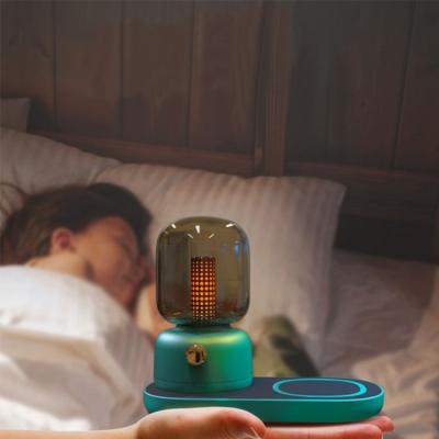 China New-designed bedroom home decoration LED kerosene lamp phone base night light rechargeable wireless fast charging kids retro for sale