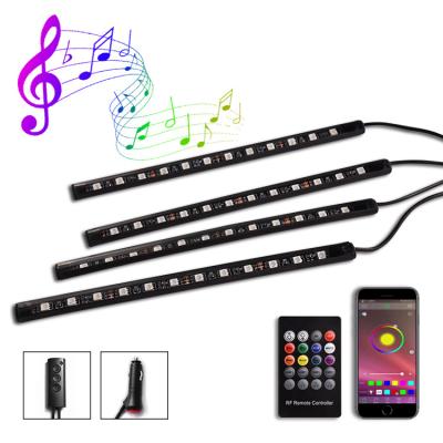 China 12V Residential 4pcs 48 LED 5050 RGB SMD Over 16 Million Colors Music Sync Car LED Ambiance Lights Interior with Phone APP Control for sale