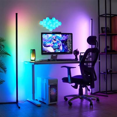 China RGB Color Changing Live Broadcast Color Changing IR Remote Control Home Decor Standing Modern RGB Floor Lamp With Microphone for sale