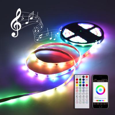 China Residential Tuya Wifi Smart Digital 12V LED Strip,IP44 40 Keys Controller Remote Music Sync LED Strip 5050 RGB for sale