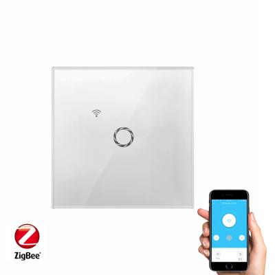 China Touch 1 Band 1 Way Smart Wifi Zigbee Wall Touch Switch Glass Panel for sale