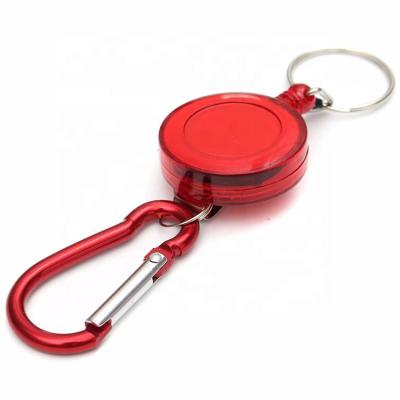 China Advertising/promotion/reading gifts retractable plastic pull reel yo-yo key chain badge with carabiner hook in stock to print your logo for sale