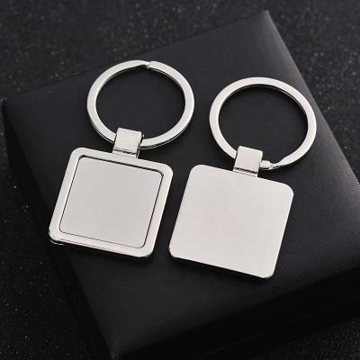 China Advertising/Promotion/Reading Gifts Custom Logo Keychain Blank Metal Key Holder Die Cast Square Keyring For Promotional for sale