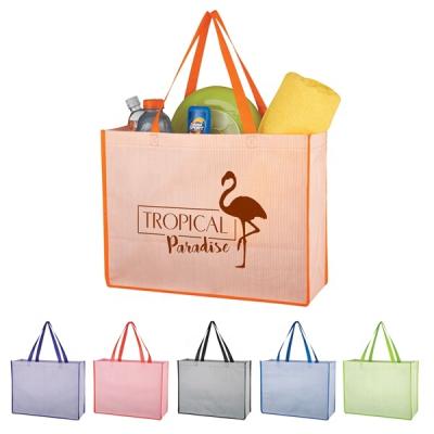 China Handled Waterproof Matte Laminated Non-Woven Bahama Tote Bag With Imprint Reuse Full Color Grocery Tote Bag for sale