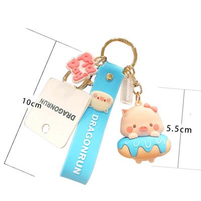 China Small 3D Pig Cartoon Key Chain Cute Promotional Gifts/Reading PVC Key Rings Creative Series Animal Pendant for sale