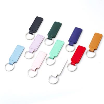 China Advertising/gifts bilateral stitched PU leather keychain/reading promotion custom key chain mute key leather handmade chain for sale