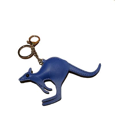 China Advertising/Promotion Gifts/Cute Reading Kangaroo Shaped Key Chain Custom Leather Animal Rings For Car Keys Holder for sale