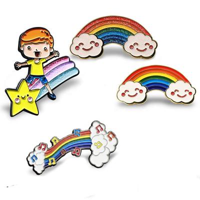 China Rainbow Color Advertising/Promotion/Reading Gifts Custom Enamel Pin Badge Soft Rainbow Lapel Pin Brooch Fashion Gift for sale