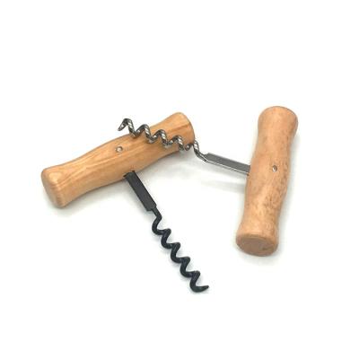 China Cheap Customized Mini Camping Pocket Corkscrew Wine Bottle Opener Wood Handle Stainless Steel Metal Cork Screw For Travel for sale