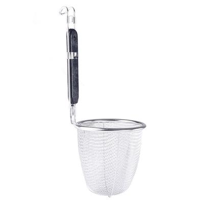 China Heavy Duty Stainless Steel Heavy Duty Sliding Handle Deep Pocket Noodle Side Strainer High Colander for sale