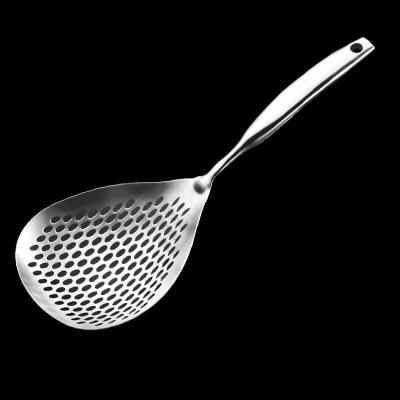 China Kitchen Stainless Steel Colander Strainer Viable Skimmer Slotted Oil Scoop Pocket for sale