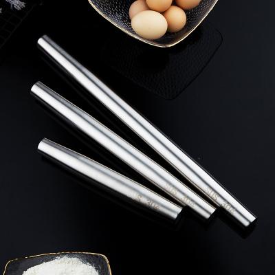 China Sustainable Stainless Steel Fondant Cake Embossing Non-Stick Smooth Rolling Pin For Baking for sale