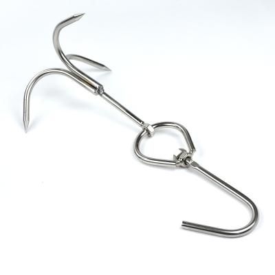 China Stainless Steel Meat Hanging Hooks Double Three Hooks Viable Beef Meat Hook For Home Restaurant for sale