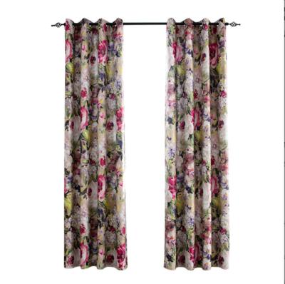 China Blackout 2021 hot sale printed curtain size floral quality single curtain window colors yellow curtains fabric for living room for sale