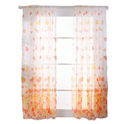 China 2021 Blackout Hot Selling Heart Pattern Size Quality Popular Printed Colorful Gauze Curtains Fabric For The Window Curtain Living Room for sale