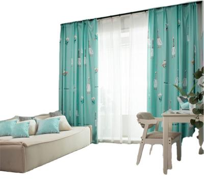 China 2021 Hot Sale Factory Wholesale Blackout 100% Polyester Blackout Curtain Fabric Gauze Cyan Curtains Modern For Living Room for sale