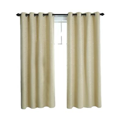 China Hot Selling 2021 Popular Blackout Stars Shape Modern Curtain Window Blackout Curtains Fabric 100% Polyester Beige For Living Room for sale