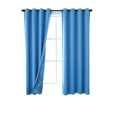 China Blackout 2022 New Style Stars Shape Modern 100% Polyester Blackout Curtain Window Sky Blue Curtains Fabric For Living Room for sale