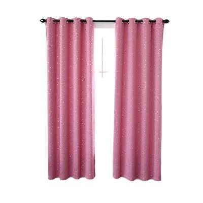 China Blackout 2022 Hot Selling New Style Stars Shape Modern 100% Polyester Blackout Curtain Fabric Window Pink Curtains Fabric For Living Room for sale