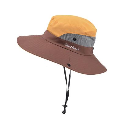 China Striped Sun Visor Hat Fishing Fisher Beach Hat UV Protection Casual Wide Brim Hat For Women for sale