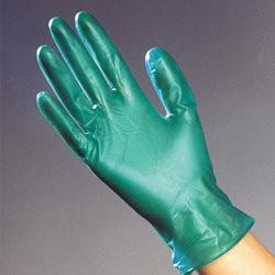 China XS, guantes disponibles del trabajo del vinilo del S and M del pvc de la protección sintética verde del examen en venta