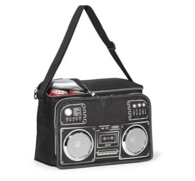 China Polyester Boombox Black Radio Cooler Bag With Sound Speakers And Holds Up To 20 Cans for sale