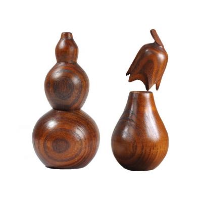 China Sustainable wood integrally molded gourd toothpick box toothpick holder container Eggplant Shape Toothpick Holder for sale