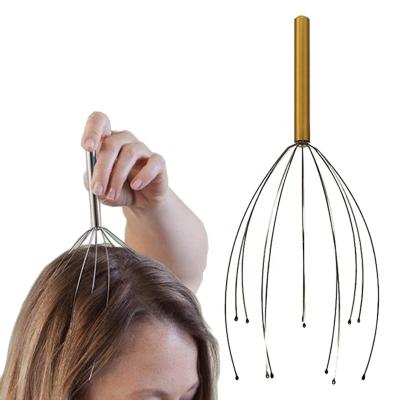 China Handheld Massager plastic handle Stainless Steel Head Scalp Massager Wire Metal Spider Head Massager for sale