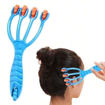 China Body Handheld Four Claws Scalp Massager Proable With Roller Face-lifting Full Body Massage Hair Scalp Head Massager for sale