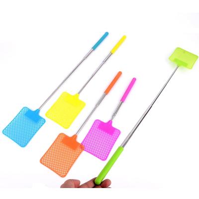 China Disposable 28inch Plastic Telescopic Hand Held Portable Flyswatter Extendable Pole Telescopic Mosquito Fly swatter for sale