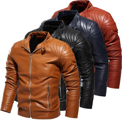 China Men's Solid Color Selling Multicolor Options New Plush Men's Breathable Warm Jackets Biker Leather Jackets for sale