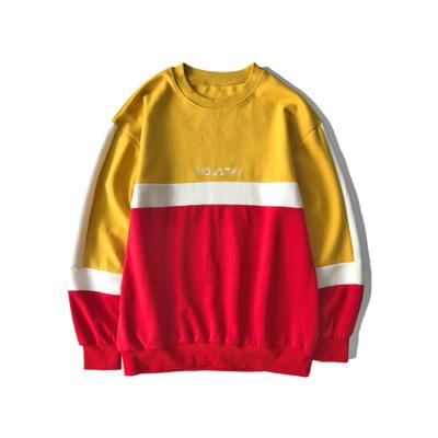 China Anti-pilling OEM Color Block Cotton Logo Embroidered Sweatshirts Wholesale High Quality Crewneck Sweatshirts for sale