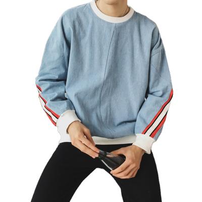 China Anti-pilling High Quality French Terry Plain Block Sleeve Sweatshirts Custom Color Knit Stripe Cotton Sweatshirts for sale