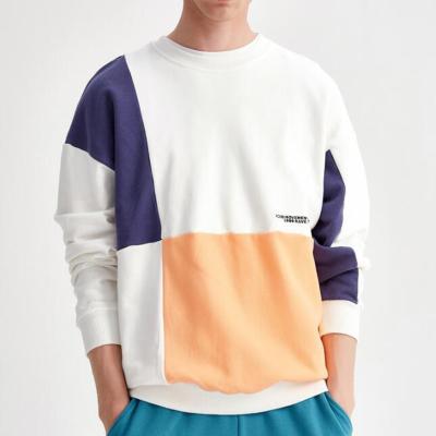 China Anti-wrinkle OEM Sweatshirts Manufacturer Mens Crewneck Logo Printed Color Block Fashion Design Sweatshirts for sale