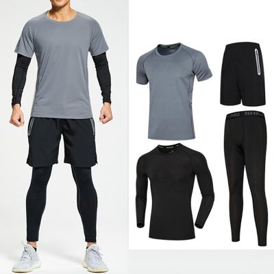 China 2020 Breathable Men Mask Yoga Sets Polyester/Spandex Short Active Fitness Wear 4 Pieces Gym Clothing Tights Shorts For Men for sale