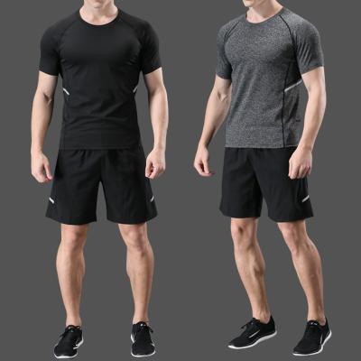 China 2021 New Men's T-shirts Breathable Athletic Shorts Sets Sports Wear Quick Drying Men White Shorts Gym Clothing For Men for sale