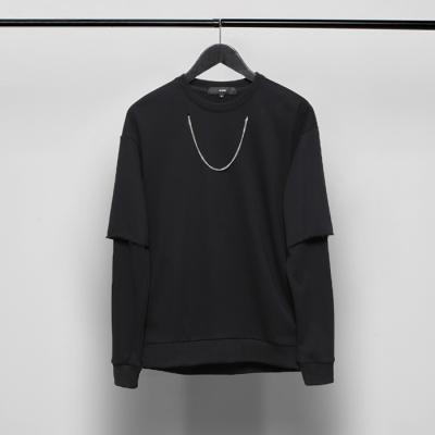 China Custom Anti-Pilling Mens Crewneck Sweatshirts Long Sleeves Black French Terry Cloth T-Shirt for sale