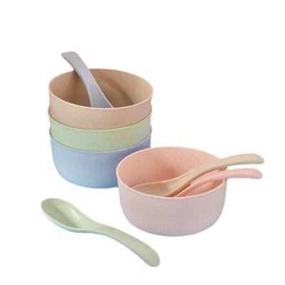 China Modern Household Straw Mid Century Wheat Food Supplement Spoon Kindergarten Creative Solid Color Plastic Bowl for sale