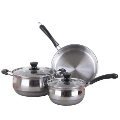 China 2023 Viable 3 Pieces Gift Sets Stainless Steel Pot Soup Pot Milk Pot Frying Pan Combination Set Cookware Set for sale