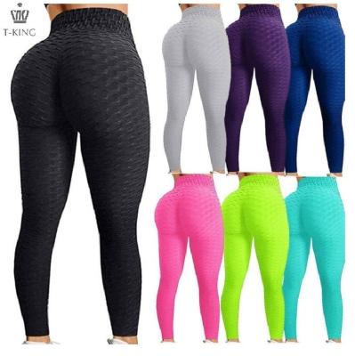 China Custom Tking Style Explosion Bubble Hip Raise 2021 Breathable New Jacquard Sports Pants Slim Tight Women Yoga Leggings for sale