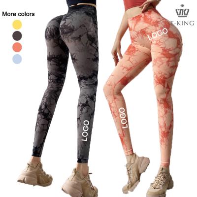 China Tking Breathable 2021 New Fitness Leggings Women Butt High Waist Tie Dye Yoga Lifting Pants for sale