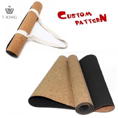 China LOGO High quality fitness custom made hot sale durable washable anti-slip T-king waterproof nature printed unique design wooden cork jute yoga mat for sale