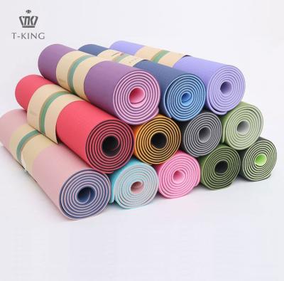 China Premium Yoga Mat Double Layer Yogamat Tpe, Non Logo Eco Friendly Tpe Yoga Exercise Tking Band Mat 6mm Custom Fitness 6mm Teardrop Set for sale